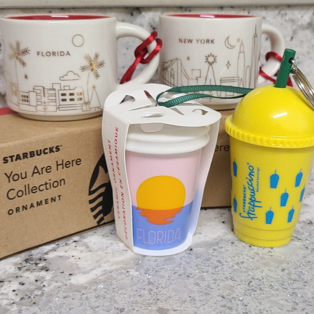 Starbucks Ornaments and Key Chain